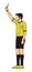 Soccer referee showing yellow card