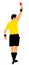 Soccer referee shows red card vector illustration isolated. Football judge red card full length portrait.