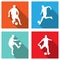 Soccer silhouettes on flat icons for web or mobile applications