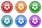 Soccer silver metallic glossy icons, set of modern design buttons for web, internet and mobile applications in 6 colors options