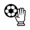 Soccer sport balloon with goalkeeper glove line style icon