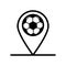 Soccer sport balloon in pin location line style icon