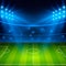 Soccer stadium. Football arena field with bright stadium lights. Vector illustration