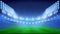 Soccer Stadium With Glowing Lamps In Night Vector