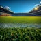 Soccer stadium with vibrant artificial turf, ready for play