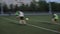 Soccer team`s game training. The moment of the shot on goal and the goal. Slow-motion. Close-up.