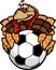 Soccer Thanksgiving Holiday Happy Turkey Cartoon