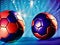 Soccer themed sports background dramatic black and blue balls seq 18 of 42