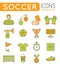 Soccer Thin Lines Color Web Icon Set