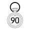 Soccer timer with ninety minutes symbol in black and white
