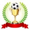 Soccer trophy on glowing background