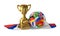 Soccer trophy with soccer ball flags design and flag of Russia 3