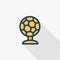 Soccer Trophy thin line flat color icon. Linear vector symbol. Colorful long shadow design.