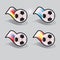 Soccer vector icons with ball and flags.