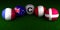 Soccer World Cup 2018 balls with the flag of Group C France Australia Peru Denmark