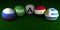 Soccer World Cup 2018 balls with the flag of Group A Russia Saudi Arabia Egypt Uruguay