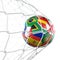 Soccerball with flags in net