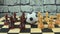 Soccerball among pawns