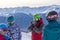 Sochi, Russia, 11-01-2018. Rosa Khutor ski resort. Snowboarders share their impressions on the top of Rose Peak at the height of 2
