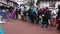 Sochi, Russia, February 05, 2020: The queue for the cable car Olympia on ski resort Rosa Khutor. Many people of skiers