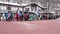 Sochi, Russia, February 05, 2020: The queue for the cable car Olympia on ski resort Rosa Khutor. Many people of skiers