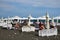 Sochi, Russia - June 5. 2018. people on beach equipped with umbrellas and sun loungers