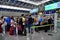 Sochi, Russia - June 6. 2018. queue to registration desks of airline Pobeda in international airport Adler