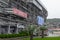 Sochi, Russia - May 30. 2018. General view of main tribune of autodrome. fan passport issuance center