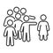 Social bullying black line icon. Harassment, social abuse and violence. Isolated vector element. Outline pictogram for web page,