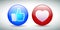 Social buttons thumb up like and red heart buttons. Social media likes icons â€“ vector