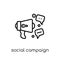 social campaign icon. Trendy modern flat linear vector social ca