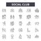 Social club line icons, signs, vector set, linear concept, outline illustration