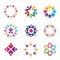 Social colorful world community people circle logo icons set