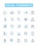 Social commerce vector line icons set. E-commerce, Networking, Sharing, Community, Marketplace, Selling, Buying