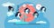Social community vector illustration. Flat tiny linked person group concept