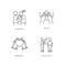 Social connection pixel perfect linear icons set. Interpersonal relationship, friendship customizable thin line contour