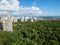 Social Contrast with buildings and favela and green vegetation