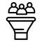 Social conversion funnel icon, outline style