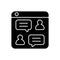 Social discussion platforms black glyph icon