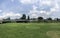 Social distance circles next to the river Vecht