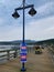 Social distance signs for Covid 19 at the Pier of Rocky Point Park in Port Moody, October 1st 2020