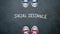 Social distance. two people keep spaced between each other for social distancing, increasing the physical space between people