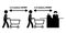 Social Distancing 1.5 meters m Apart Stick Figure with Cart Trolley at Checkout Counter Cashier Line Queue. Vector File