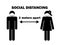 Social Distancing 2 meters apart Man Woman Stick Figure with Mask. Pictogram Depicting Social Distancing during Pandemic Covid19