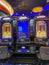 Social Distancing, Colorful Slot Machines in a beautiful Casino.