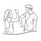 Social distancing concept. Shaking elbows. New elbow greeting style