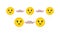 Social distancing emoji. New normal. Smiling faces icons with arrow and 2m, 6m feet text above. Coronavirus covid-19 outbreak