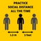 Social Distancing Message vector illustration. Maintain Physical Distance of 1.5 meters or 6 feet all the time