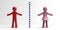 Social distancing, people keep distance sign. 3d illustration