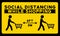 Social Distancing Person Symbol Shopping Cart Yellow Warning Sign Concept. Icon Graphic for Store Reopening